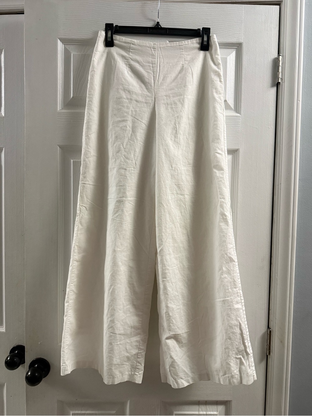SNDYS Everyday High Rise White Linen Blend Pants Size 6 US